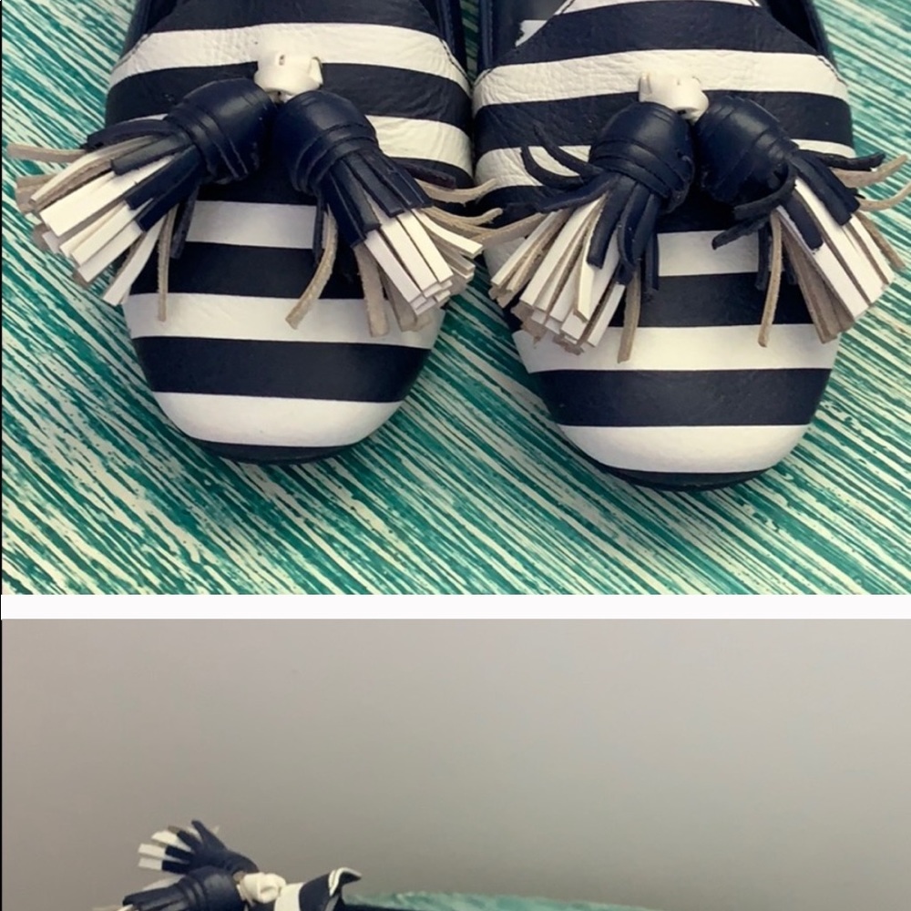 Tory Burch Blue/White Nautical Tasseled Sandals